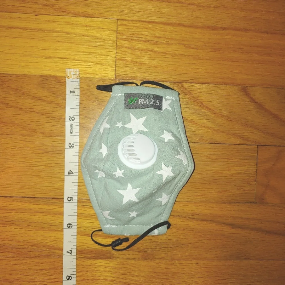 Set of 2 Small Children's Face masks Yellow Stars Light Green Stars